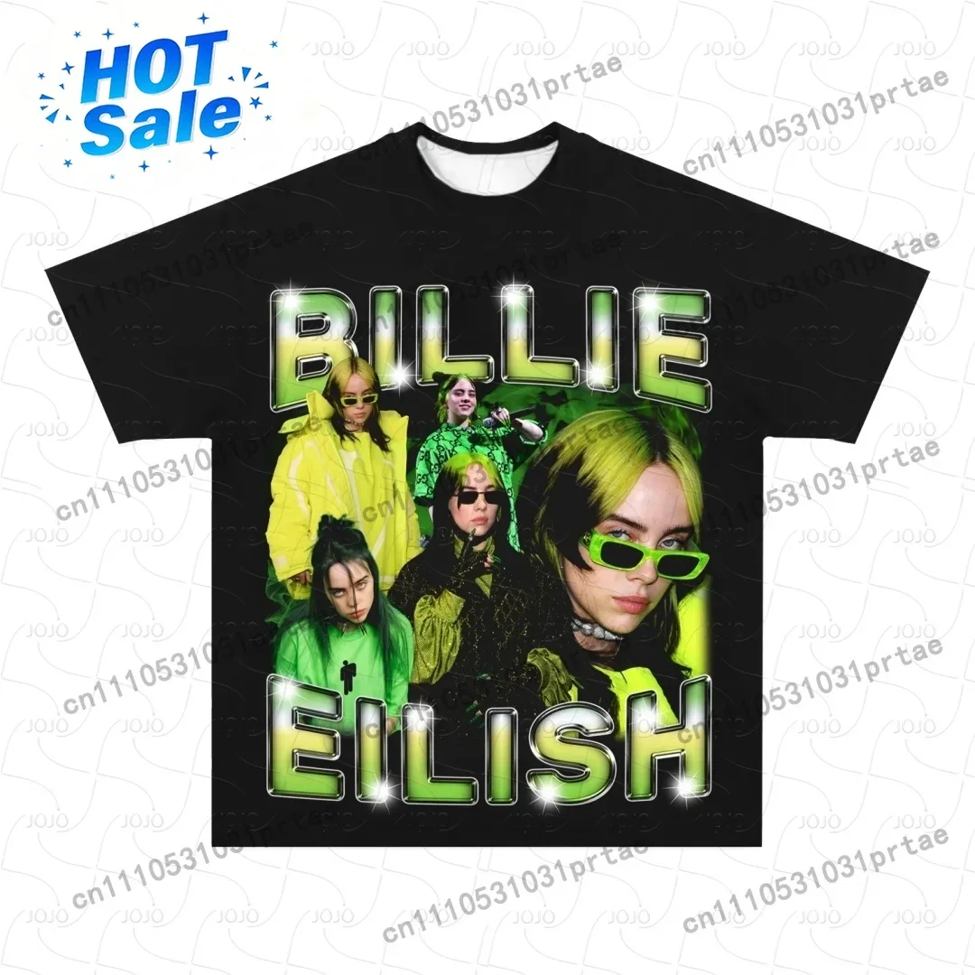 Street Fashion Men 2025 - Футболка с ретро-принтом Billie Eilish, летняя